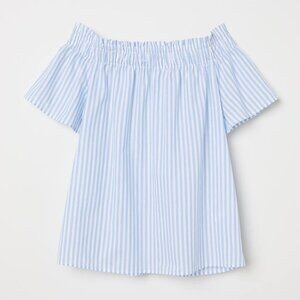 Off-the-shoulder Blouse Blue/White Stripe